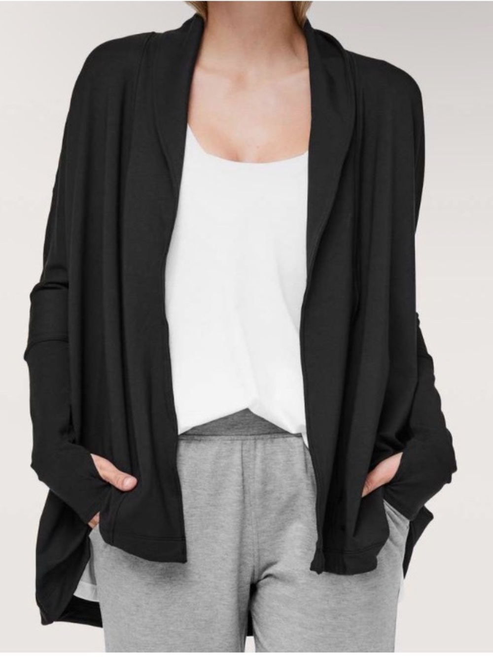 Lululemon Athletica Back In Action Wrap Black Shawl-Collar Lightweight - Size 12